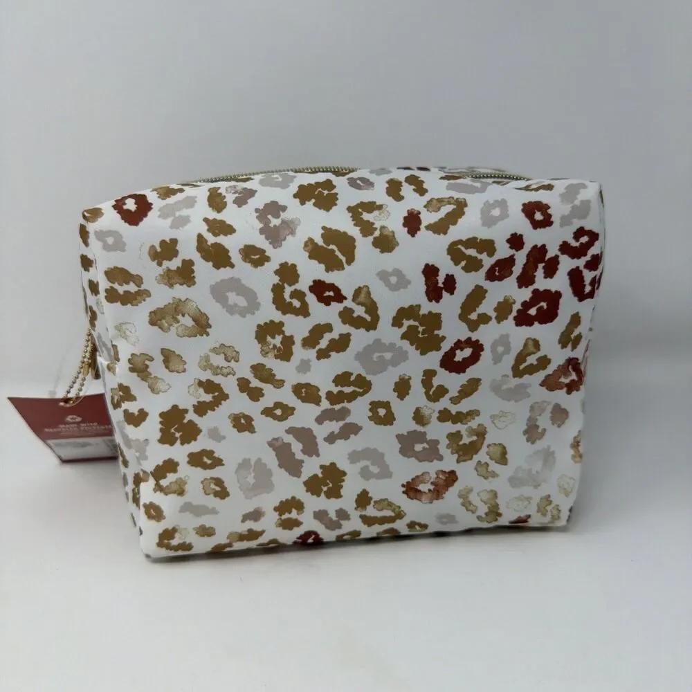 Sonia Kashuk Loaf Makeup Gold Leopard Print Cosmetic Bag 8x6x4” - New With Tags